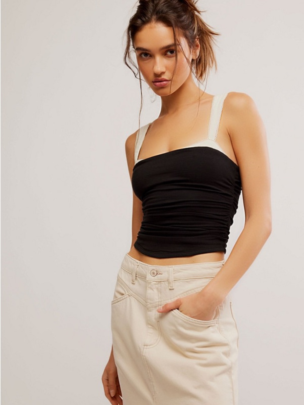 Free People 2 Tone Tank- Black Combo